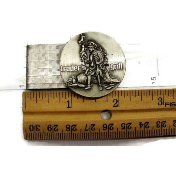 Trader's Grill Money Clip Credit Card Cash ID Holder Silver Tone Advertisement - Picture 7 of 7